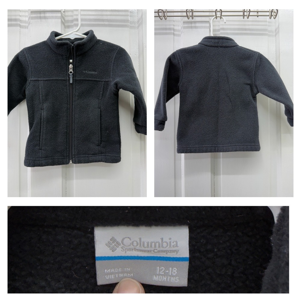 Columbia Fleece Jacket Toddler Boys‎ Girls 12-18 Months Charcoal Gray Zip Up